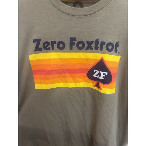 Zero Foxtrot Spade Logo Flag Green Men's T-Shirt XL Striped Military Stay Zero - Picture 2 of 6
